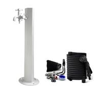 Rubinetto dell'acqua da giardino in acciaio inox con doppio rubinetto e pistola a spruzzo, design antigelo per uso esterno