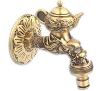 Rubinetto dell'Acqua della Lavatrice 1/2 Rame Pieno Antico Intagliato Maniglia Animale Rubinetto dell'Acqua Fredda Rubinetto dell'Acqua Fredda del Bagno 3/4 Rubinetto della Lavatrice, Teapot