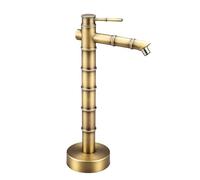 Rubinetto dell'acqua Idrante da giardino esterno Rubinetto dell'acqua in ottone dorato per prato, cortile, colonna d'acqua da giardino - Sezioni di bambù rimovibili(Side inlet,51.5cm)