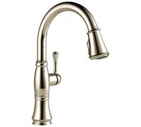 Rubinetto Delta Cassidy monocomando per lavello da cucina con spruzzatore a tirare, tecnologia ShieldSpray e testina magnetica per aggancio spray, Lumicoat in nichel lucido 9197-PN-PR-DST