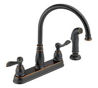 Rubinetto Delta Windemere 2 maniglie lavello cucina rubinetto con spruzzatore laterale in finitura abbinata, bronzo lucidato olio 21996LF-OB