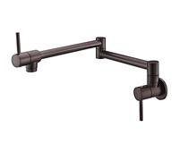 Rubinetto di riempimento della pentola, miscelatore da cucina in ottone spazzolato, montaggio a parete, doppio snodo, acqua fredda, 1 foro, 2 maniglie, design flessibile per lavelli