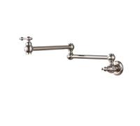 Rubinetto di riempimento for pentola in ottone spazzolato oro singolo for acqua fredda da cucina for lavello a parete Ruota beccuccio pieghevole Installazione semplice(Brushed Nickel A)