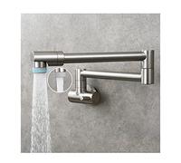 Rubinetto di riempimento pentola for montaggio a parete, da cucina allungabile pieghevole in ottone Doppio giunto Braccio oscillante Rubinetti acqua fredda monocomando,Chrome(Brushed)