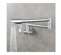 Rubinetto di riempimento pentola for montaggio a parete, da cucina allungabile pieghevole in ottone Doppio giunto Braccio oscillante Rubinetti acqua fredda monocomando,Chrome(Chrome)
