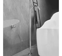 Rubinetto di riempimento vasca da bagno a pavimento cromato a collo di cigno caldo e freddo vasca da bagno indipendente singola maniglia, cromato