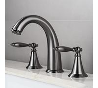 Rubinetto di vanità del bagno in ottone vintage con manici caldi e freddi mixer lavello a bacino retrò TACE 3 buche grigio grigio finitura LWX