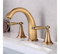 Rubinetto di vanità del bagno in ottone vintage con manici caldi e freddi mixer lavello a bacino retrò TACE 3 buche grigio grigio finitura LWX