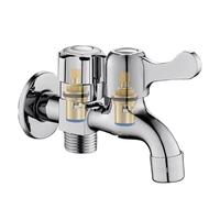 Rubinetto divisore d'acqua 1 in 2 out, valvola di controllo doppio G1/2, acciaio inossidabile for lavatrice/lavello, adattatore a tripla uscita(Style 1)