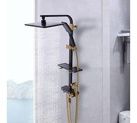 Rubinetto doccia con set doccia 4 in 1, completo sistema doccia con termostato a 38 °C, con indicatore di temperatura dell'acqua, asta doccia da 68 cm, soffione doccia incluso