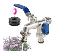 Rubinetto Doppia Uscita,Robusto e a prova di perdite - Divisore Per Rubinetto Esterno A 2 Vie,Per Irrigazione Fiori, Pulizia Pavimenti, Toelettatura Animali, Professionisti E Proprietari Di Casa