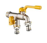 Rubinetto doppio for acqua da esterno, adattatore for tubo giardino, connettore for serbatoio dell'acqua 1/2", rubinetto in ottone a 1 via e a 2 vie Rubinetto da giardino(Color 3)