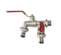 Rubinetto Doppio Giardino Irrigazione industriale e domestica in lega di zinco da giardino 1 ingresso 2 uscite con doppio nipplo e rubinetto for balcone esterno(Color-A)