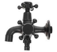 Rubinetto Doppio per Lavatrice in Ottone Nero 3/4 e 1/2 | Attacco Doppio, Ingresso per Tubo e Bocca Versatile, Uso in Bagno, Toilette e Punto Giardino