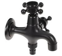 Rubinetto Doppio per Lavatrice, Ottone Nero, Due Uscite 1/2 3/4 | Design Elegante, Tenuta Affidabile e Risparmio Idrico, per Bagno, Esterno e Locale Lavanderia Domestico