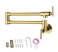 Rubinetto doppio riempitivo for pentole Rubinetto for fornelli da cucina for montaggio a parete commerciale in ottone massiccio con ristorante pieghevole con finitura nera opaca(26.4in Gold)