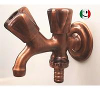 RUBINETTO DOPPIO USO DA ½" CON PORTAGOMMA - RAMATO - RAME