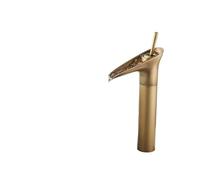 Rubinetto Elettrico Acqua Calda Rubinetto for lavabo in rame, stile antico, cascata, rubinetti for bagno, miscelatore caldo e freddo(Bronze long)