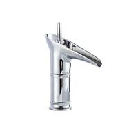 Rubinetto Elettrico Acqua Calda Rubinetto for lavabo in rame, stile antico, cascata, rubinetti for bagno, miscelatore caldo e freddo(Silver short)