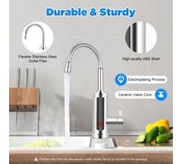 Rubinetto elettrico con scaldabagno Rubinetto LED con scaldabagno istantaneo Rubinetto per riscaldamento rapido Rubinetto per acqua calda per cucina da giardino Grigio chiaro