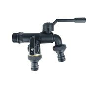 Rubinetto esterno, Adattatore for tubo esterno doppio acqua 1/2'' 3/4'' 1 ingresso 2 connettore serbatoio in ottone(Black)