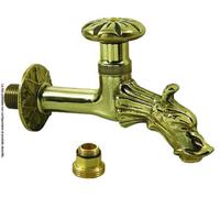 RUBINETTO ESTERNO ARTISTICO“DRAGO” OTTONE PER FONTANE GIARDINO VOLANO+ROSONE 1/2