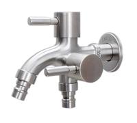 Rubinetto esterno for il giardino, rubinetti a parete, doppio rubinetto a for lavatrice, mocio, multifunzione, for esterni, balconi, bagni(Silver 1)