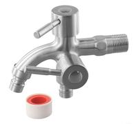 Rubinetto esterno for il giardino, rubinetto da in acciaio inossidabile 304 a doppia uscita, miscelatore for lavello a maniglia, controllo dell'acqua calda, ingresso G1/2