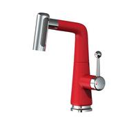 Rubinetto estraibile a prova di spruzzi d'acqua calda e fredda, doppia funzione, rosso + cromato