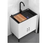 Rubinetto estraibile caldo e freddo, lavello da cucina con lavello a vasca singola, per garage, commerciale, ristorante, cucina, lavanderia (bianco, 60 x 40 x 7) (dimensioni: 68 x 40 x 78 cm, colore