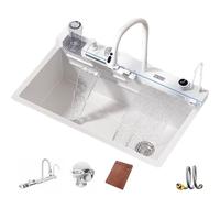 Rubinetto Estraibile Con Display Digitale Lavello A Vasca Singola Unità Integrata Lavello Da Cucina Acciaio Inossidabile(68 * 46)