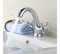 Rubinetto Europeo con Doppia Maniglia di Controllo, Rubinetti per Bagno Antichi, Rubinetti da Cucina in Ottone Massiccio, Bronzo, per Lavello, Miscelatore per Lavabo da Bagno, Coprirubinetti Antichi