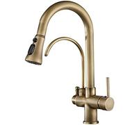 Rubinetto filtro per lavello da cucina a 3 vie, con spruzzatore estraibile, beccuccio girevole a 360°, purificatore d'acqua per acqua potabile pulita