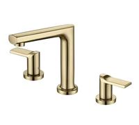 Rubinetto for bagno a doppia maniglia, miscelatore for lavabo, rubinetto for lavabo in ottone a 3 fori, rubinetto for lavabo montato sul piano con acqua calda e fredda(Gold)