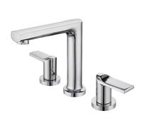 Rubinetto for bagno a doppia maniglia, miscelatore for lavabo, rubinetto for lavabo in ottone a 3 fori, rubinetto for lavabo montato sul piano con acqua calda e fredda(Silver)