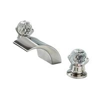 Rubinetto for bagno a LED diffuso, cascata, oro lucido, rubinetti for lavabo, miscelatore for, 2 manopole in cristallo, 3 fori(Brushed Nickel)