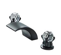 Rubinetto for bagno a LED diffuso, cascata, oro lucido, rubinetti for lavabo, miscelatore for, 2 manopole in cristallo, 3 fori(Matte Black)