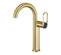 Rubinetto for bagno con maniglia singola e miscelatore caldo/freddo, rubinetto for lavabo da appoggio for lavandini moderni(Brushed gold,Tall)