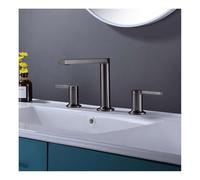 Rubinetto for bagno diffuso con doppie maniglie moderno rubinetto for lavabo in ottone a 3 fori accessori for rubinetti da bagno(Gray)