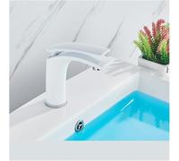Rubinetto for bagno in ottone massiccio con miscelatore monocomando for acqua calda fredda rubinetto a cascata for lavabo con struttura durevole(White)