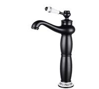 Rubinetto for bagno in ottone massiccio con montaggio a parete acqua calda fredda miscelatore for lavabo retrò con maniglia singola cartuccia in ceramica(Black,Tall)