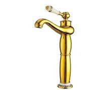 Rubinetto for bagno in ottone massiccio con montaggio a parete acqua calda fredda miscelatore for lavabo retrò con maniglia singola cartuccia in ceramica(Gold,Tall)