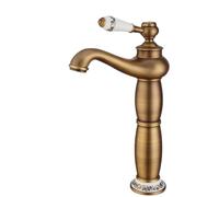 Rubinetto for bagno in ottone massiccio con montaggio a parete acqua calda fredda miscelatore for lavabo retrò con maniglia singola cartuccia in ceramica(Antique,Tall)