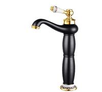 Rubinetto for bagno in ottone massiccio con montaggio a parete acqua calda fredda miscelatore for lavabo retrò con maniglia singola cartuccia in ceramica(Black gold,Tall)