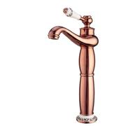 Rubinetto for bagno in ottone massiccio con montaggio a parete acqua calda fredda miscelatore for lavabo retrò con maniglia singola cartuccia in ceramica(Rose gold,Tall)
