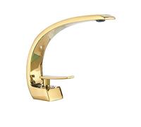 Rubinetto for bagno moderno nero Rubinetti for lavabo in ottone Miscelatore for miscelatore caldo e freddo Cascata monocomando for nave (Color : Polished Gold)