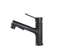 Rubinetto for bagno nero Foro singolo estraibile Beccuccio for lavello da cucina Miscelatore for for spruzzatore a getto cromato /(A-96014-b)