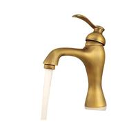 Rubinetto for bagno vintage in ottone anticato in stile europeo, miscelatore for lavabo monoforo in ottone for lavandino con acqua calda e fredda(Bronze,H:7.28IN(18.5CM))