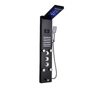 Rubinetto for doccia da bagno nero/spazzolato di recente lusso, pannello a LED, miscelatore for vasca a colonna con schermo for la temperatura della doccetta(Black E)