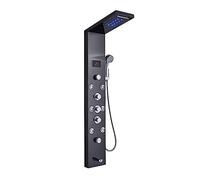 Rubinetto for doccia da bagno nero/spazzolato di recente lusso, pannello a LED, miscelatore for vasca a colonna con schermo for la temperatura della doccetta(Black B)